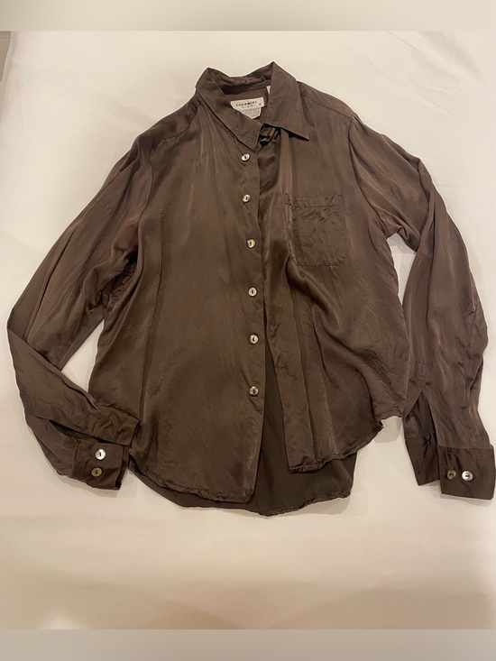 Equipment Tops - Equipment Brown Silk Button-Down Shirt